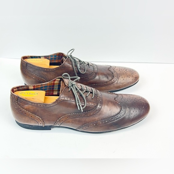 Bed Stu Mens Dress Shoes US Size 13 Eu 46 Brown Leather Wing Tip Oxfords Comfort - Picture 1 of 9
